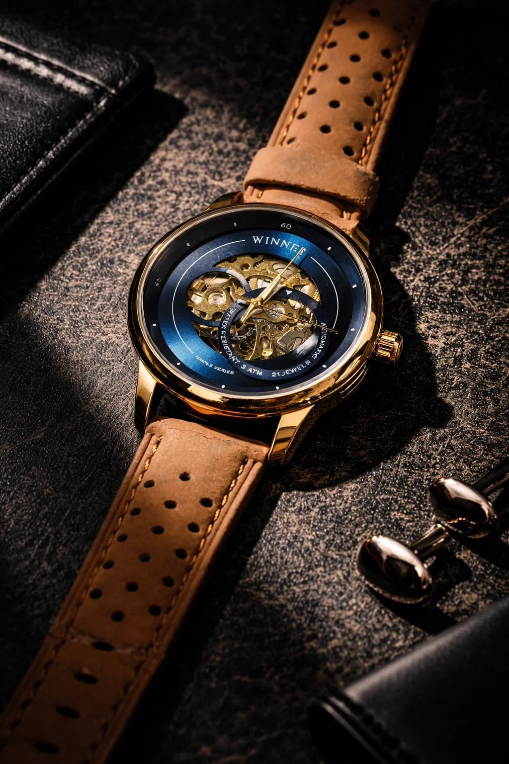 FORSINING Fully Automatic Mechanical Men’s Skeleton Watch with Open-Heart Working Gears Dial, Transparent Case Back, Luxury Analog Wristwatch No Battery image 2