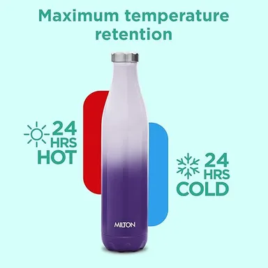 Milton Prudent 1000 ml Thermosteel Bottle, | Water Bottle| 24 Hours Hot and Cold| Double Wall Vacuum Insulated| Water Bottles| Tea Flask/Coffee Flask for Sports| Travel| Purple thumbnail 3