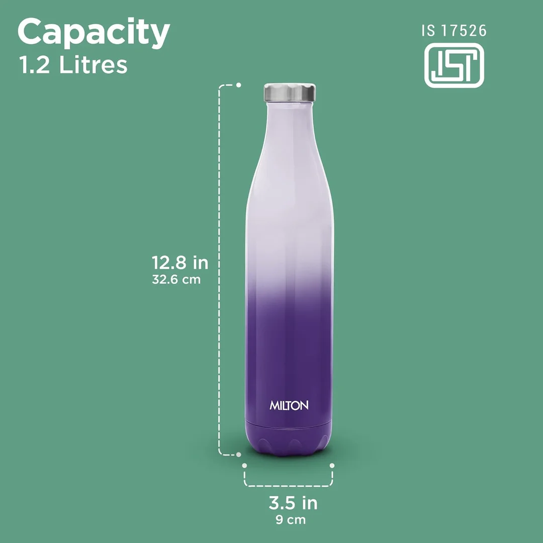 Milton Prudent 1000 ml Thermosteel Bottle, | Water Bottle| 24 Hours Hot and Cold| Double Wall Vacuum Insulated| Water Bottles| Tea Flask/Coffee Flask for Sports| Travel| Purple image 6