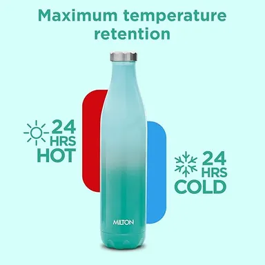 Milton Prudent Thermosteel Bottle| 1000 ml Water Bottle| 24 Hours Hot and Cold| Double Wall Vacuum Insulated| Water Bottles| Tea Flask/Coffee Flask for Sports| Travel| Aqua Green thumbnail 3