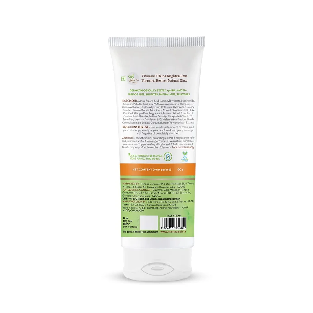 Mamaearth Vitamin C Daily Glow Face Cream With Vitamin C & Turmeric – 80 g | Daily Brightening Moisturiser for Radiant Skin image 6