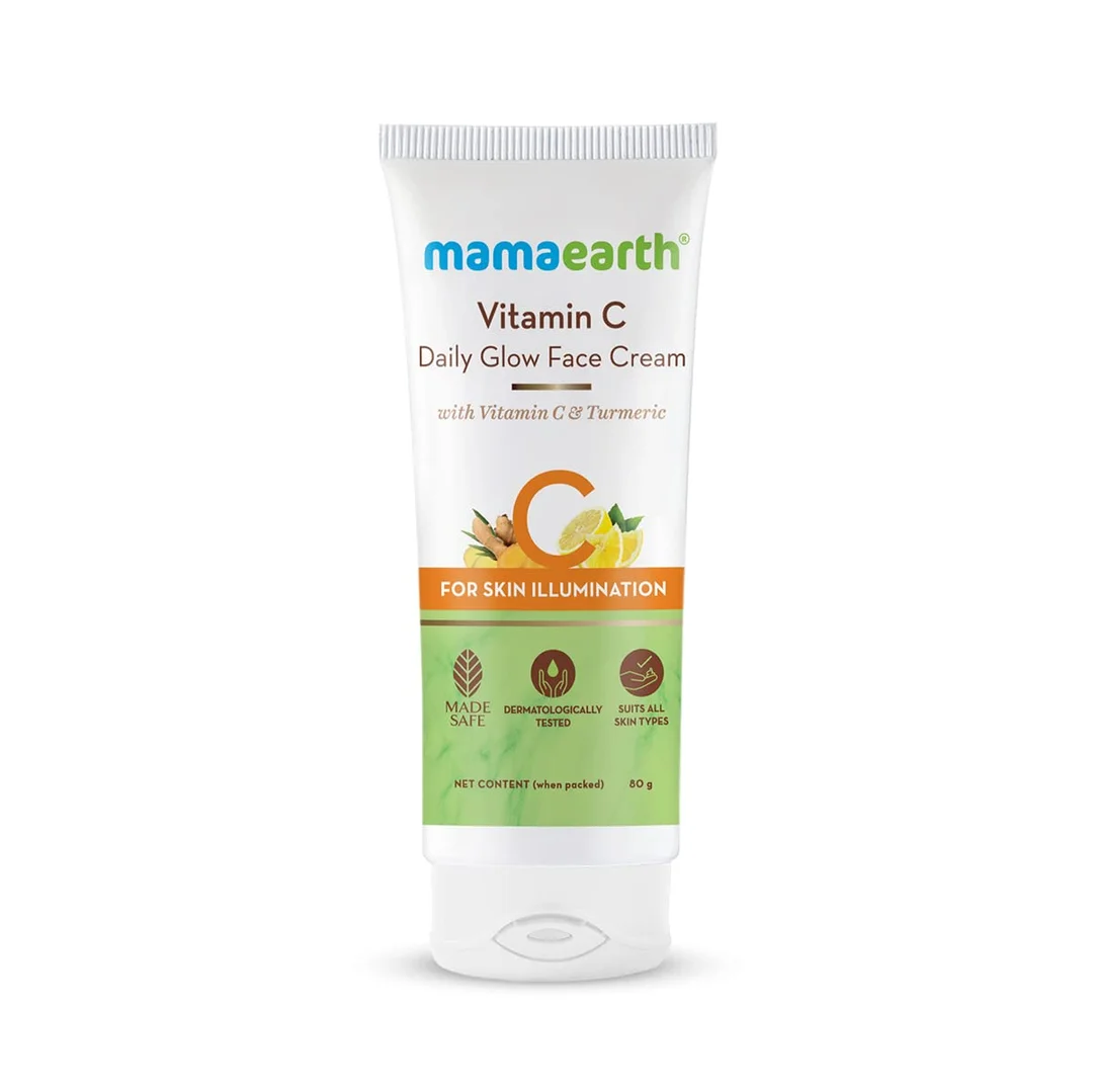Mamaearth Vitamin C Daily Glow Face Cream With Vitamin C & Turmeric – 80 g | Daily Brightening Moisturiser for Radiant Skin image 1