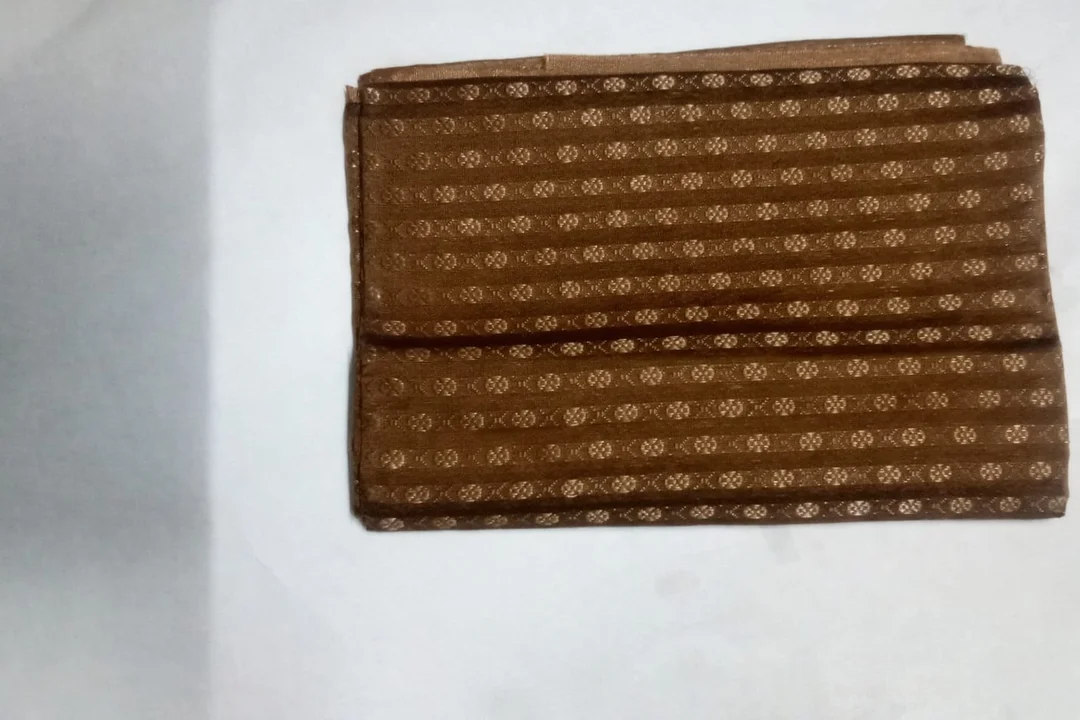 Sandal Brown Gold Butta Unstitched Blouse Piece | 1 Meter Soft Jacquard Fabric for Saree Blouse – Party & Daily Wear image 2