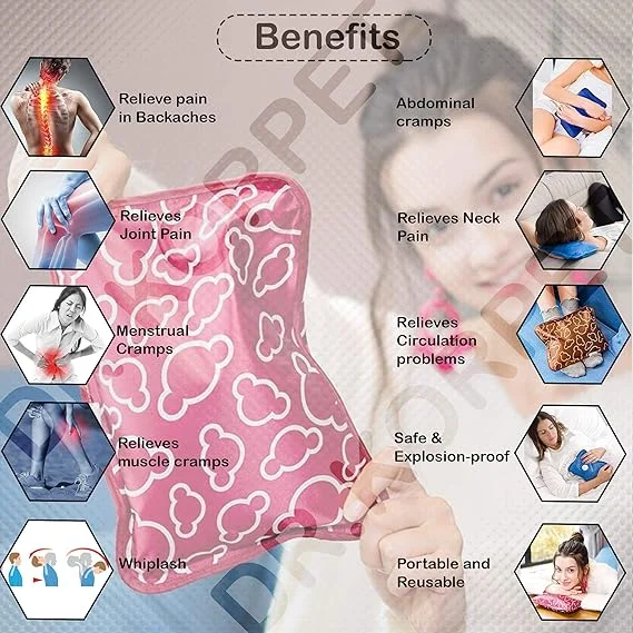Electric Hot Water Pad PVC | Rechargeable Pain Relief Heating Pad for Back Knee Joint Pain | Leakproof Soft PVC Warm Compress Pad for Home Use in India image 2