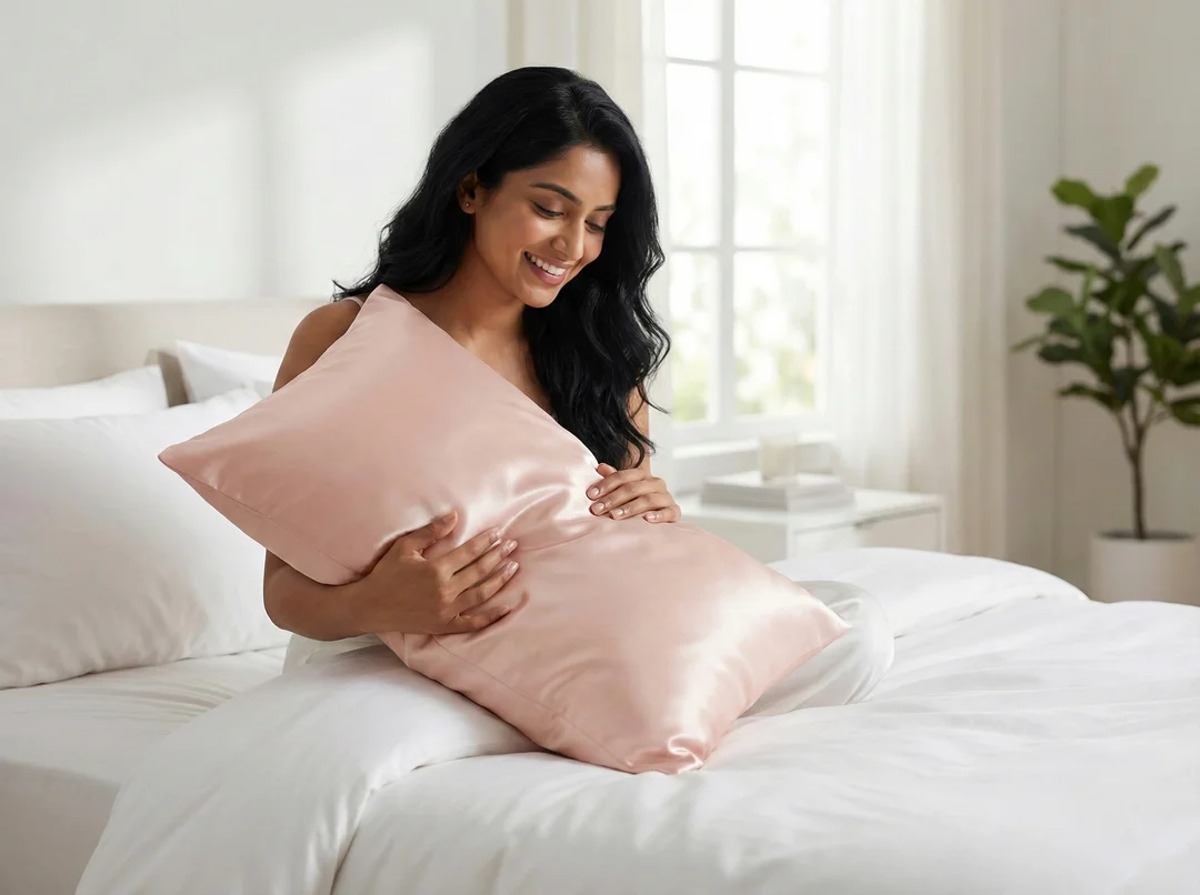 silk Pillow Cover for Bed Sleeping | Soft Breathable Cushion Cover with Zip Closure | Solid Colour Pillow Case for Home Hotel Use |Pack of 1| image 1