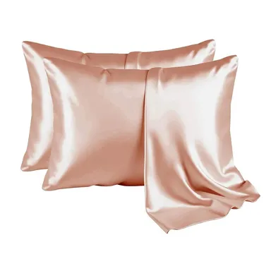 silk Pillow Cover for Bed Sleeping | Soft Breathable Cushion Cover with Zip Closure | Solid Colour Pillow Case for Home Hotel Use |Pack of 1| thumbnail 3