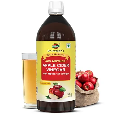 Dr Patkar's Apple Cider Vinegar with Mother Vinegar | Unfiltered & Undiluted | Suitable for Weight Loss & Improved Immunity With Mother 500ml thumbnail 0