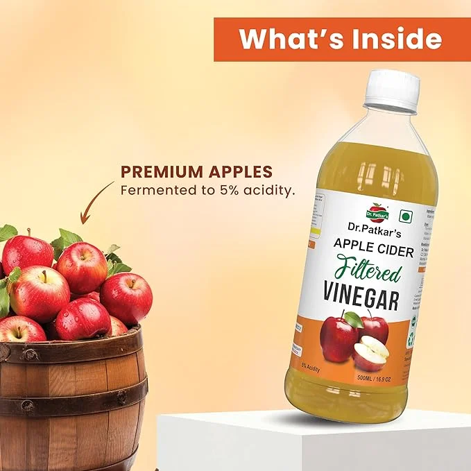 Dr. Patkar’s Filtered Apple Cider Vinegar 500ml | 5% Acidity | Detox Drink for Weight Loss | Vinegar for Cooking, Salad Dressing & Meat Marination image 4