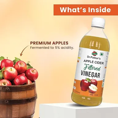 Dr. Patkar’s Filtered Apple Cider Vinegar 500ml | 5% Acidity | Detox Drink for Weight Loss | Vinegar for Cooking, Salad Dressing & Meat Marination thumbnail 3