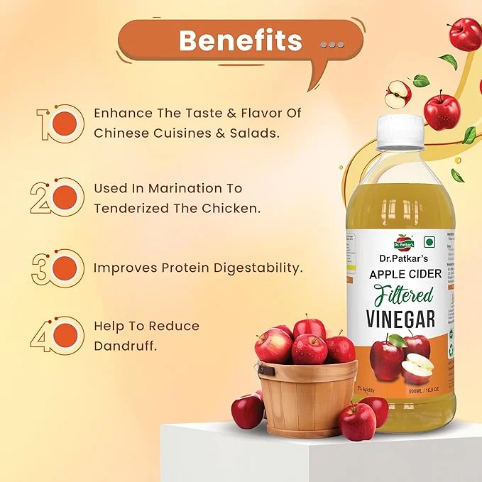 Dr. Patkar’s Filtered Apple Cider Vinegar 500ml | 5% Acidity | Detox Drink for Weight Loss | Vinegar for Cooking, Salad Dressing & Meat Marination image 5