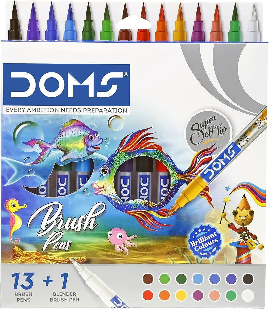 DOMS Regular Brushes Pen 14 Sheds Watercolor Brush Pen Set for Artists Students Calligraphy Sketching Painting Creative Use image 1