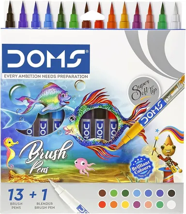 DOMS Regular Brushes Pen 14 Sheds Watercolor Brush Pen Set for Artists Students Calligraphy Sketching Painting Creative Use thumbnail 0