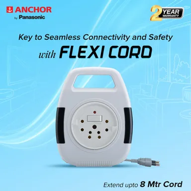 Anchor by Panasonic 6A 2‑Pin 8m Extension Flex Box with Handle & LED Indicator for Home & Office (Model 5219) thumbnail 2