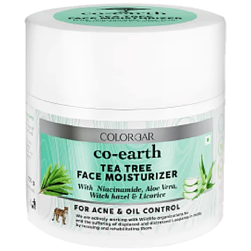 Co-Earth Tea Tree Face Moisturizer for Acne-Prone and Oily Skin | Oil Control Hydrating Non-Comedogenic Cream for Clear| Healthy Skin image 2
