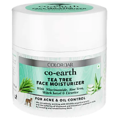 Co-Earth Tea Tree Face Moisturizer for Acne-Prone and Oily Skin | Oil Control Hydrating Non-Comedogenic Cream for Clear| Healthy Skin thumbnail 1