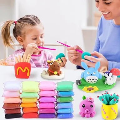 Clay for Kids and Hobbyists | Buy 1 Get 1 Free | Multiple Vibrant Colours | Non-Toxic, Soft, Mouldable Creative Craft Clay for Fun & Learning thumbnail 1
