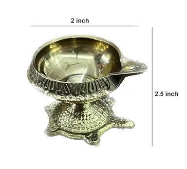 Brass Handmade Kuber Tortoise Diya Oil Lamp 2.5 Inch | Vastu Good Luck Puja Diya, Small Decorative Brass Diya for Home Temple thumbnail 1