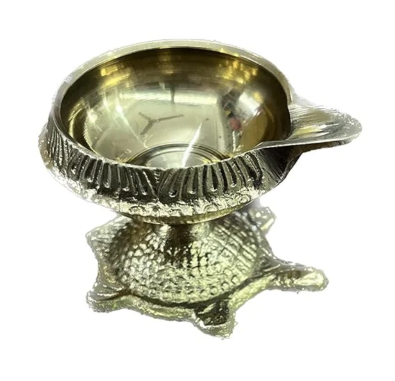 Brass Handmade Kuber Tortoise Diya Oil Lamp 2.5 Inch | Vastu Good Luck Puja Diya, Small Decorative Brass Diya for Home Temple image 3
