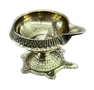 Brass Handmade Kuber Tortoise Diya Oil Lamp 2.5 Inch | Vastu Good Luck Puja Diya, Small Decorative Brass Diya for Home Temple thumbnail 2