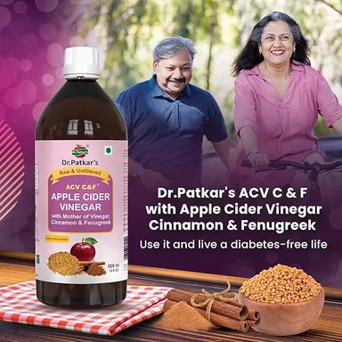 Dr. Patkar's Apple Cider Vinegar with Cinnamon & Fenugreek | Unfiltered & Undiluted | Suitable for Sugar Control with Improved Immunity & Lowers Bad Cholesterol (With Mother) 500ml  thumbnail 3