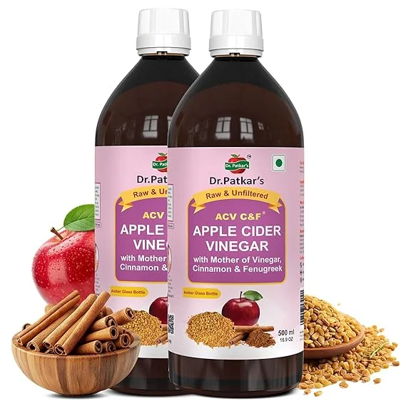Dr. Patkar's Apple Cider Vinegar with Cinnamon & Fenugreek | Unfiltered & Undiluted | Suitable for Sugar Control with Improved Immunity & Lowers Bad Cholesterol (With Mother) 500ml image 1