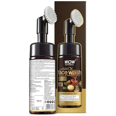 WOW Skin Science Moroccan Argan Oil Foaming Face Wash with Built-in Face Brush Deep Cleansing Natural Moisturizing Gentle Daily Facial Cleanser thumbnail 1