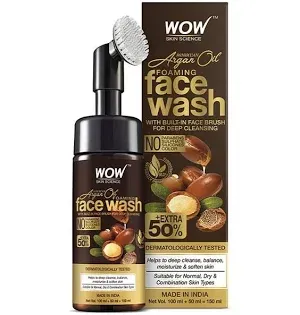 WOW Skin Science Moroccan Argan Oil Foaming Face Wash with Built-in Face Brush Deep Cleansing Natural Moisturizing Gentle Daily Facial Cleanser thumbnail 0
