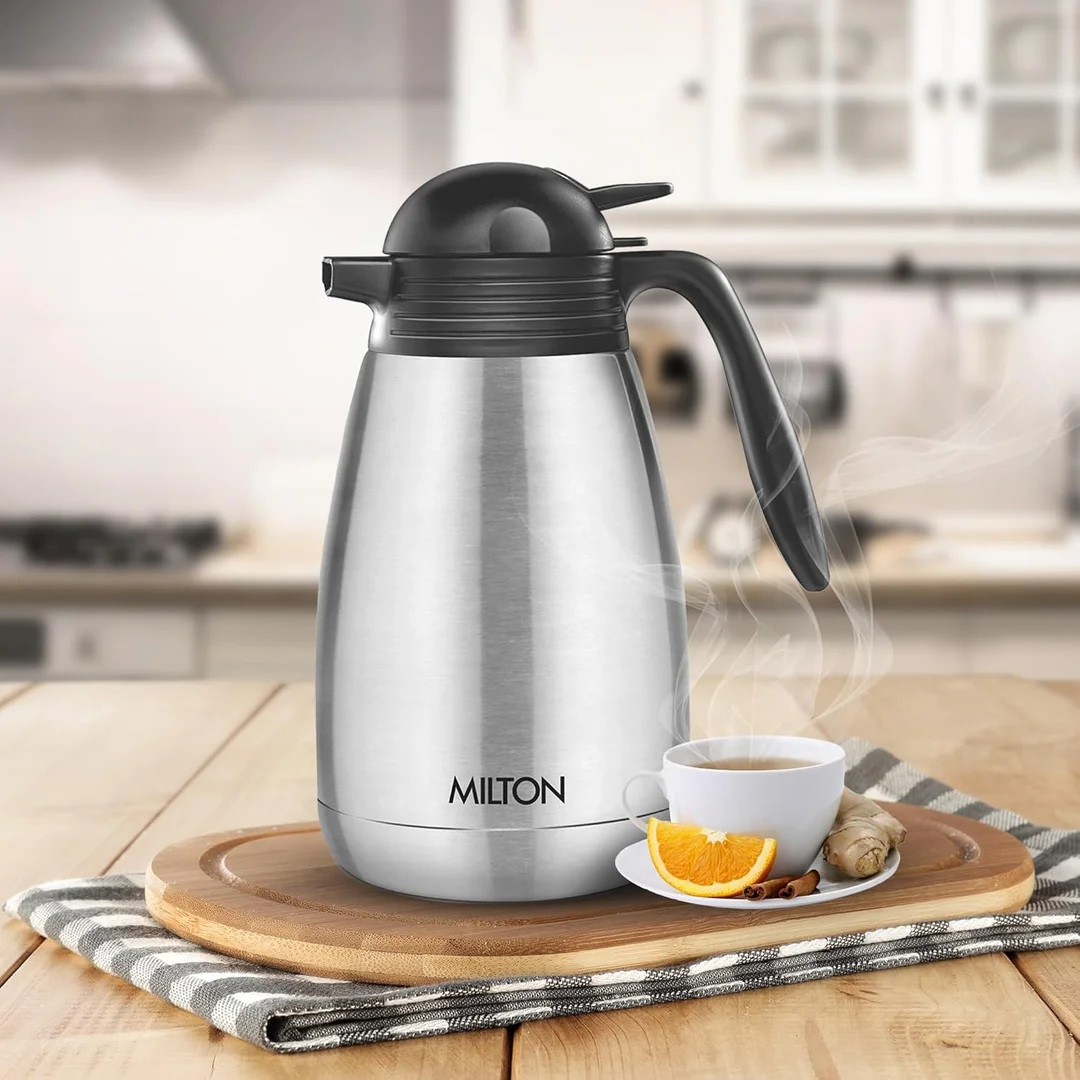 Milton Thermosteel Carafe 1500 ml Stainless Steel Double Walled Vacuum Insulated Flask with Lid and Handle | Hot Cold Retention Leak Proof Easy Carry image 6