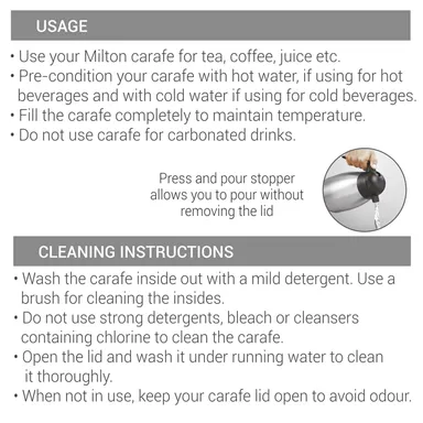Milton Thermosteel Carafe 1500 ml Stainless Steel Double Walled Vacuum Insulated Flask with Lid and Handle | Hot Cold Retention Leak Proof Easy Carry thumbnail 7