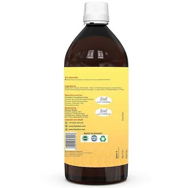 Dr. Patkar's Apple Cider Vinegar With Honey | Unfiltered & Undiluted | Suitable for Weight loss with Improved Immunity | Weight management  With Mother500ml  thumbnail 1