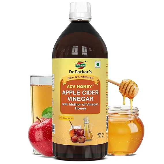 Dr. Patkar's Apple Cider Vinegar With Honey | Unfiltered & Undiluted | Suitable for Weight loss with Improved Immunity | Weight management With Mother500ml image 1