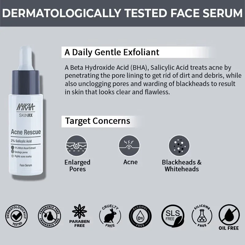 Face Serum for Acne Oily Skin 25ml | 2% Salicylic Acid BHA Acne Rescue Treatment|Blackhead Whitehead Pore Clarifying + Oil Control Serum image 2
