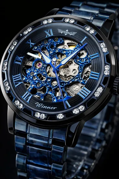 FORSINING Fully Automatic Mechanical Watch for Men with Open-Heart Working Gears Dial, Transparent Case Back, Luxury Skeleton Analog Wrist Watch No Battery Required thumbnail 1