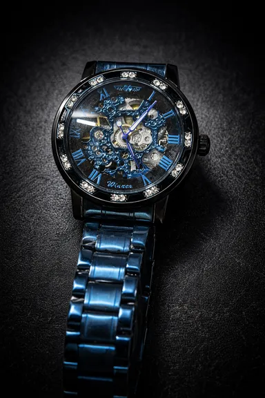 FORSINING Fully Automatic Mechanical Watch for Men with Open-Heart Working Gears Dial, Transparent Case Back, Luxury Skeleton Analog Wrist Watch No Battery Required thumbnail 3