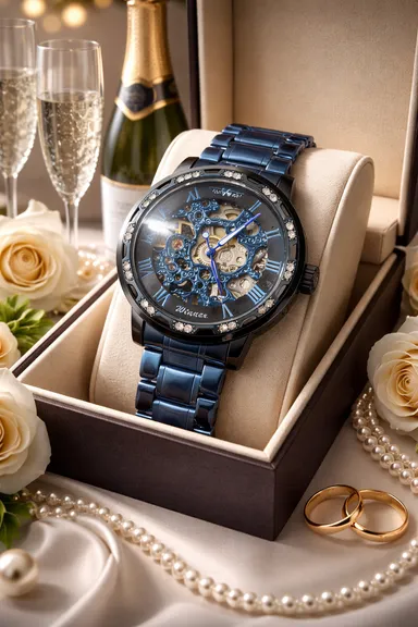 FORSINING Fully Automatic Mechanical Watch for Men with Open-Heart Working Gears Dial, Transparent Case Back, Luxury Skeleton Analog Wrist Watch No Battery Required thumbnail 5