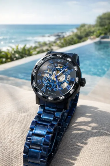 FORSINING Fully Automatic Mechanical Watch for Men with Open-Heart Working Gears Dial, Transparent Case Back, Luxury Skeleton Analog Wrist Watch No Battery Required thumbnail 0
