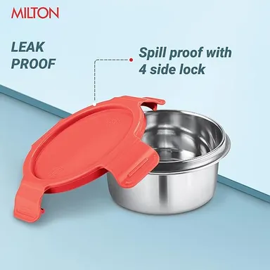 MILTON Marvel Power Bite Tiffin Box for School with 2 Stainless Steel Container and Jacket | Leak-Proof, Food Grade| Odour Proof I Lunch Box for Kids Boys| Girls with Clip Lock Lid|320 ml Each|Blue thumbnail 1