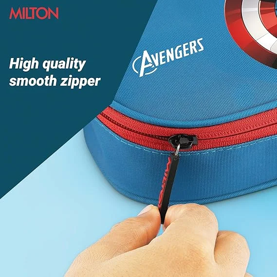 MILTON Marvel Power Bite Tiffin Box for School with 2 Stainless Steel Container and Jacket | Leak-Proof, Food Grade| Odour Proof I Lunch Box for Kids Boys| Girls with Clip Lock Lid|320 ml Each|Blue image 4