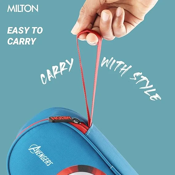 MILTON Marvel Power Bite Tiffin Box for School with 2 Stainless Steel Container and Jacket | Leak-Proof, Food Grade| Odour Proof I Lunch Box for Kids Boys| Girls with Clip Lock Lid|320 ml Each|Blue image 5