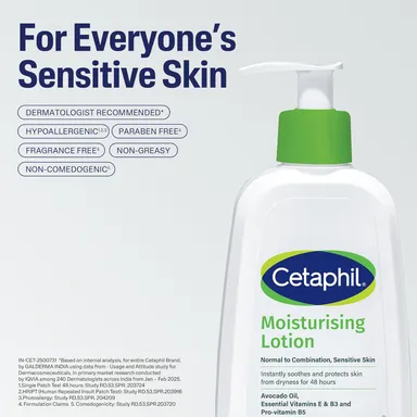 Cetaphil Moisturising Lotion 250 ml for Face & Body Normal to Dry Sensitive Skin Lightweight Long-Lasting Hydration Niacinamide B5 B3 Glycerin thumbnail 3