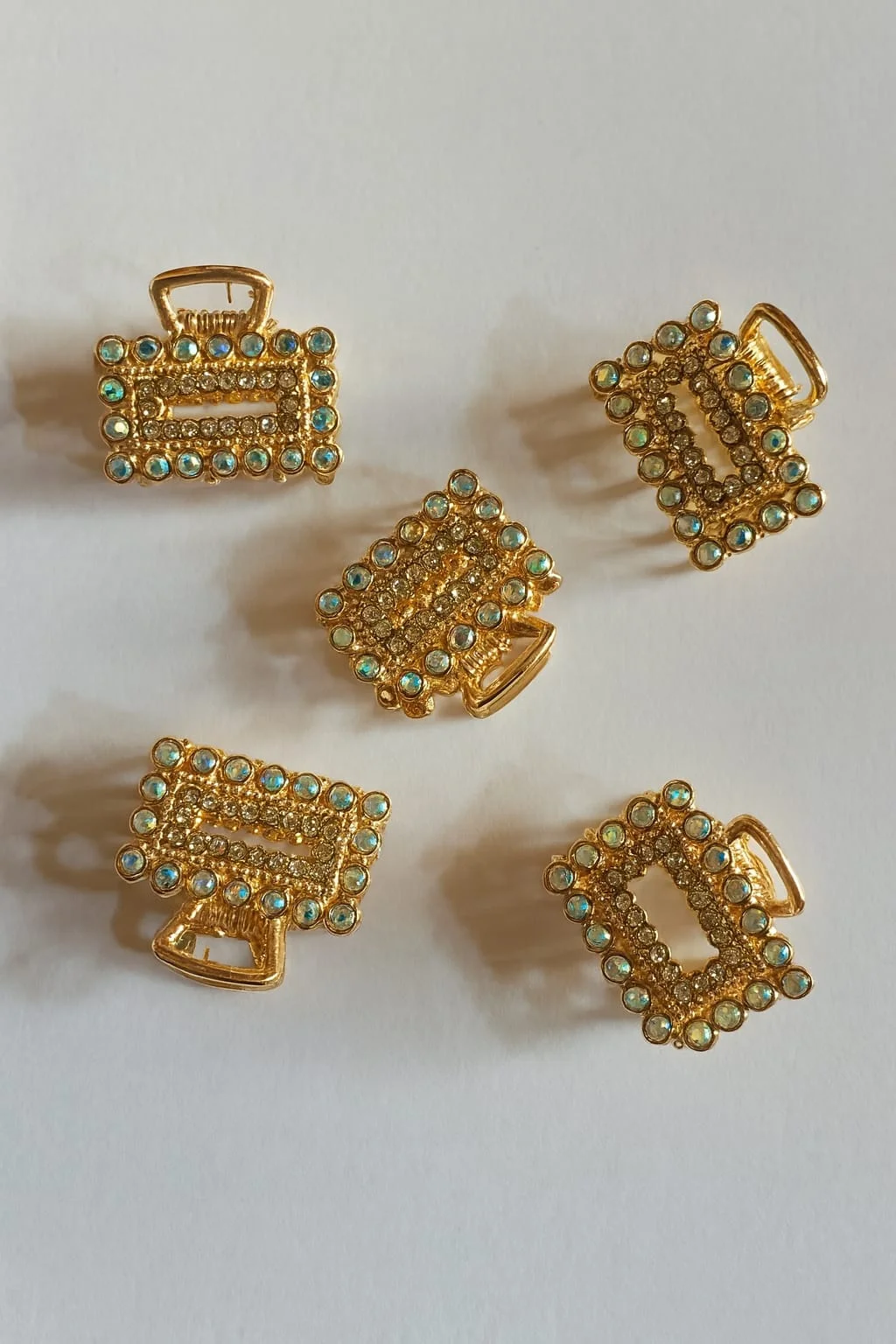Golden Crystal Mini Hair Claw Clips Set of 5 Elegant Hair Accessories for Women and Girls Stylish Hair Styling Clips image 3