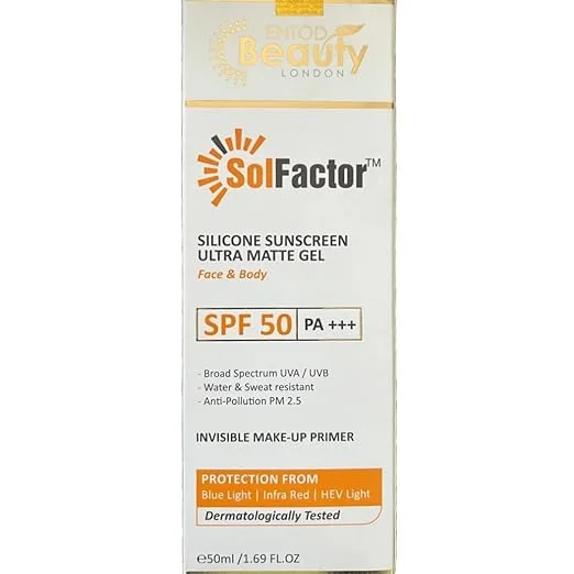 SolFactor Silicone Sunscreen SPF 50 PA+++ Ultra Matte Gel 50ml | Face & Body Sun Protection | Lightweight, Non-Greasy, Daily Use Sunscreen image 2