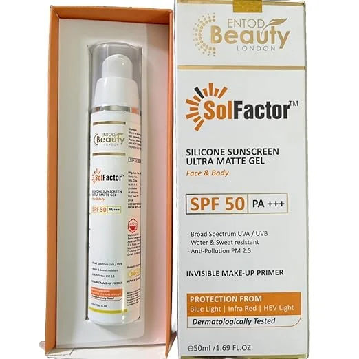 SolFactor Silicone Sunscreen SPF 50 PA+++ Ultra Matte Gel 50ml | Face & Body Sun Protection | Lightweight, Non-Greasy, Daily Use Sunscreen image 1