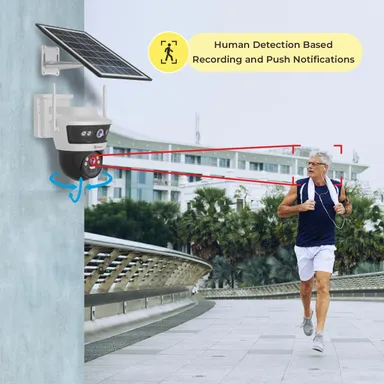 Solar Powered Pan Tilt Outdoor Wireless CCTV Camera with Two Way Talk Motion Detection Night Vision for Home and Office Security thumbnail 3
