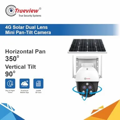 Trueview 4G SIM Solar Powered Dual Lens Pan Tilt Outdoor Wireless CCTV Security Camera with 1296p HD, Motion Detection & 2 Way Talk thumbnail 1