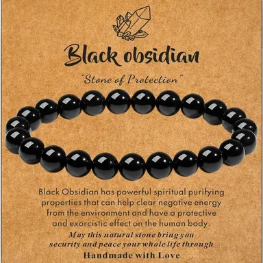 Certified Natural Black Obsidian Bracelet | 100% Genuine | Protection Stone | With Certificate thumbnail 2