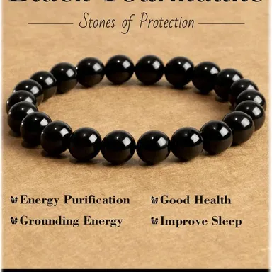 Certified Natural Black Obsidian Bracelet | 100% Genuine | Protection Stone | With Certificate thumbnail 0