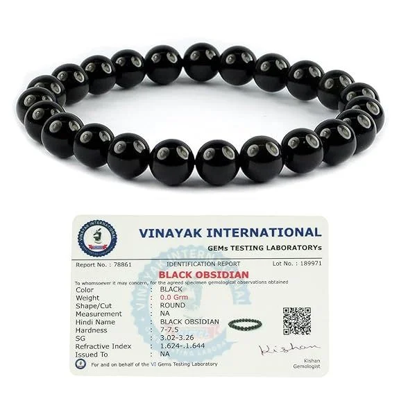Certified Natural Black Obsidian Bracelet | 100% Genuine | Protection Stone | With Certificate image 4