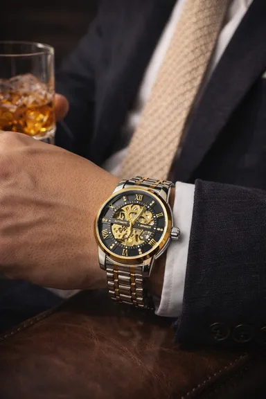 Khrist Analog Watch for Men with Revolving Gears | Precision Mechanical Series | Durable Timepiece with Elegant Design and Premium Craftsmanship thumbnail 1