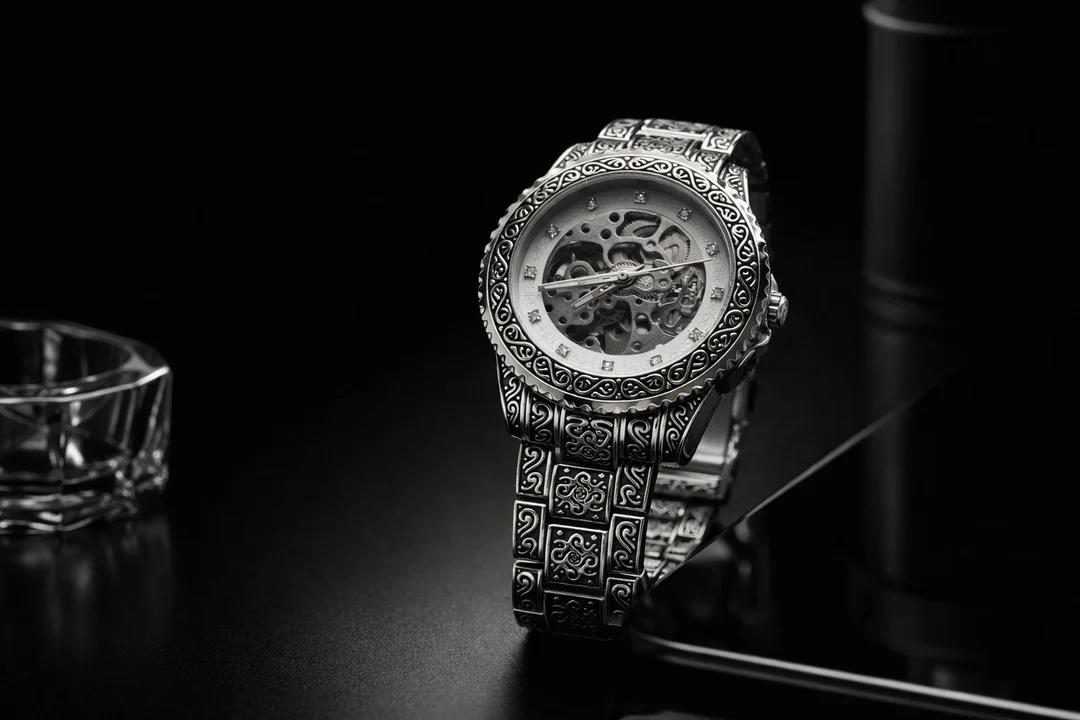 KHRIST Premium Fully Automatic Mechanical Analog Watch for Men | Exposed Working Gears Dial & Transparent Case Back | Precision Engineering, Luxury Craftsmanship & Timeless Elegance image 2